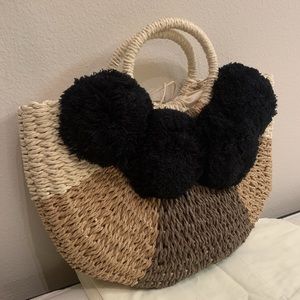 Half moon basket weave beach bag